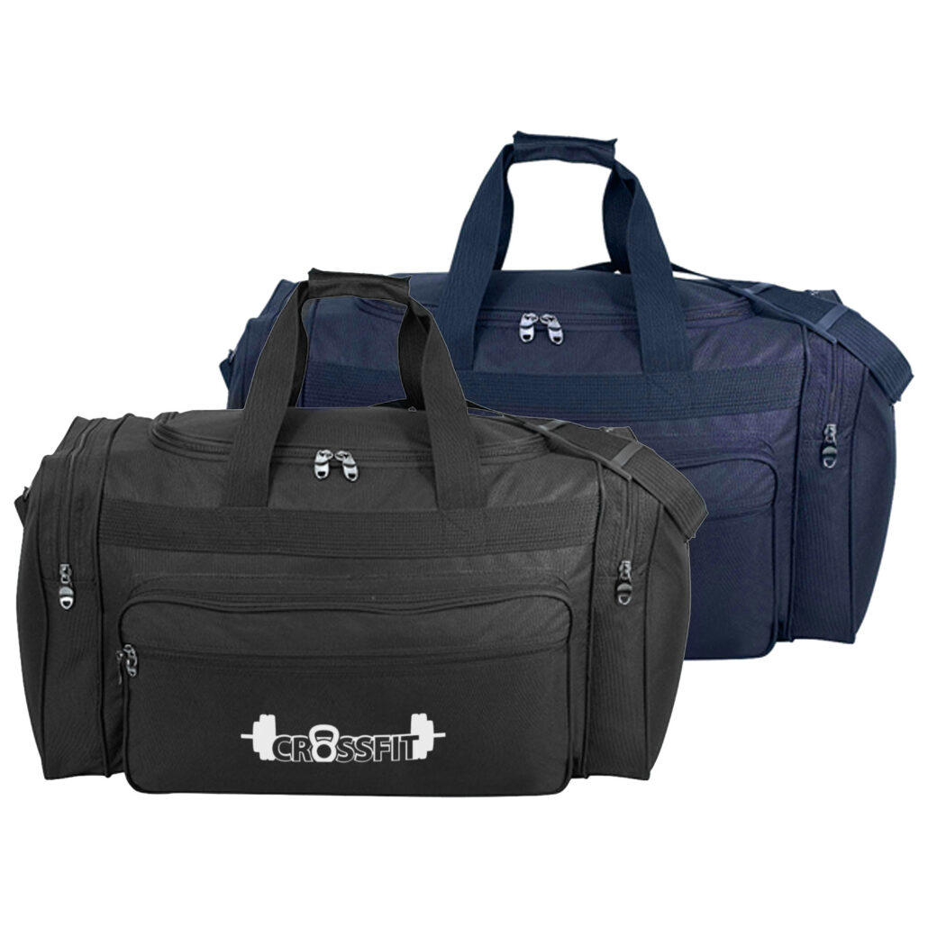 豪華旅行袋 - 背包客製館 大號 600D 聚酯纖維,帶厚重乙烯基背襯旅行包,拉鍊前袋和 2 個側袋,短手柄和長肩可調條紋。舒適、可調節的背帶。Screen Print: 260mmW x 130mmH, Digital Transfer: 260mmW x 130mmH 客製 - 背包客製館 豪華旅行袋