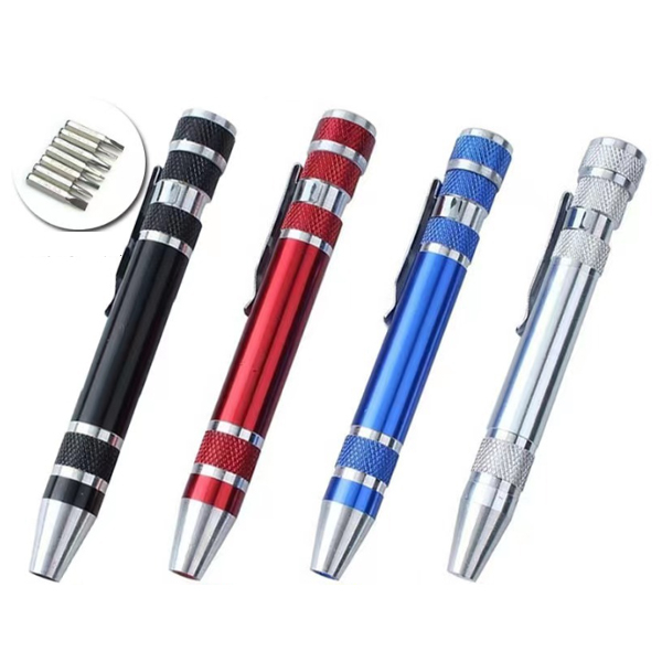8合1工具筆 - 背包客製館 1.印刷位置:可以局部印刷LOGO和標語 2.適用介紹:學校,家庭,教育機構,辦公室,政府部門,贈品派送 3.用途功能:配8個螺絲刀頭,內置強磁,攜帶方便 金屬筆身,手感舒適,更耐用 客製 - 背包客製館 8合1工具筆